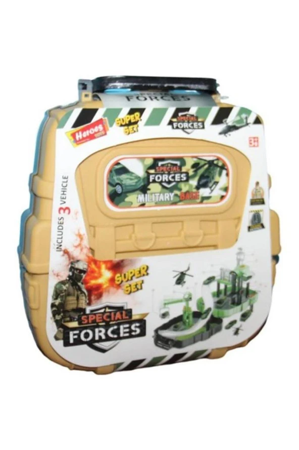 Heroes Toys Çantalı Asker Seti Arabalı ERN-2014 Kahve,Sırt Çantalı Taşınabilir Oyuncak Garaj Seti ürün görseli 1