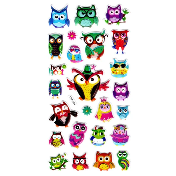 Sticker Kabartmalı Stiker Defter, Planlayıcı Etiket (limlra-024) - 17X9 cm - Gözlüklü Baykuş ürün görseli 1