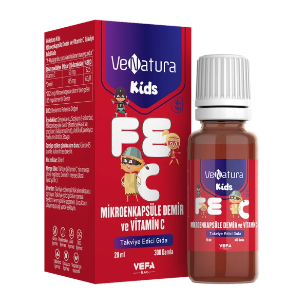 Venatura Kids Mikroenkapsüle Demir ve Vitamin C 20 ml 300 Damla ürün görseli 1