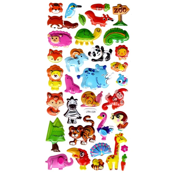 Sticker Kabartmalı Stiker Defter, Planlayıcı Etiket (limlra-026) - 17X9 cm - Zoo Orman Hayvanları ürün görseli 1