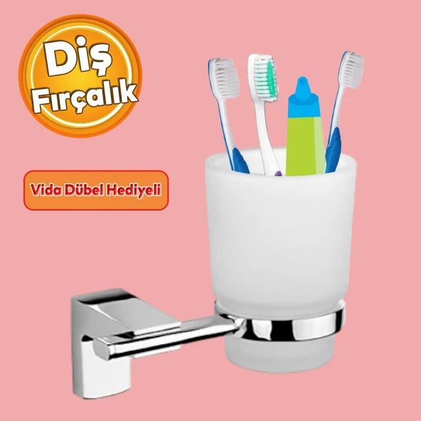 Metal Diş Fırçalık Vidalı Askı Banyo Lavabo Diş Fırçası Stand Kabı Kutusu Hazneli Krom ürün görseli 1
