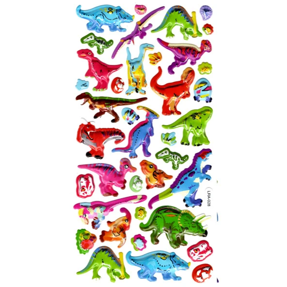 Sticker Kabartmalı Stiker Defter, Planlayıcı Etiket (limlra-028) - 17X9 cm - Renkli Dinazorlar ürün görseli 1