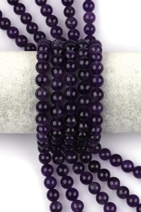 Ametist Doğal Taş Dizi 8 mm Küre Kesim ürün görseli 1