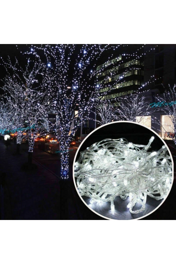 10 METRE 100 LED BEYAZ LED IŞIK YILBAŞI AĞACI IŞIĞI 220 VOLT BEYAZ IŞIK NOEL IŞIĞI YILBAŞI IŞIKLARI ürün görseli 1