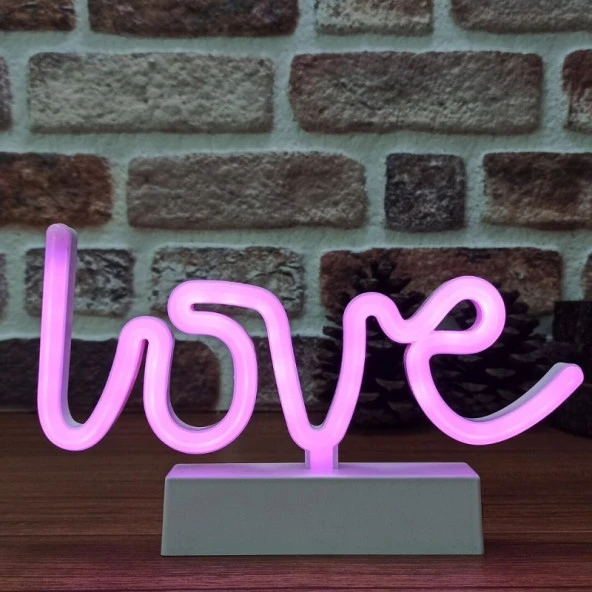 PEMBE LOVE LED IŞIK YILBAŞI IŞIKLARI DEKOR PİNK LOVE LED LİGHT PİLLİ LED IŞIK PEMBE NEON LED IŞIK ürün görseli 1