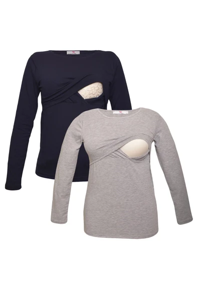LuvmaBelly MYRA2702_2704 Emzirme tshirt seti ürün görseli 1