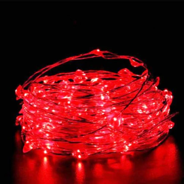 10 METRE KIRMIZI PİLLİ LED IŞIK KIRMIZI LED IŞIK KIRMIZI YILBAŞI AĞACI IŞIĞI KIRMIZI NOEL IŞIĞI 100 LEDLİ KIRMIZI LED IŞIK 100 LEDLİ PARLAK CANLI LED IŞIK ürün görseli 1