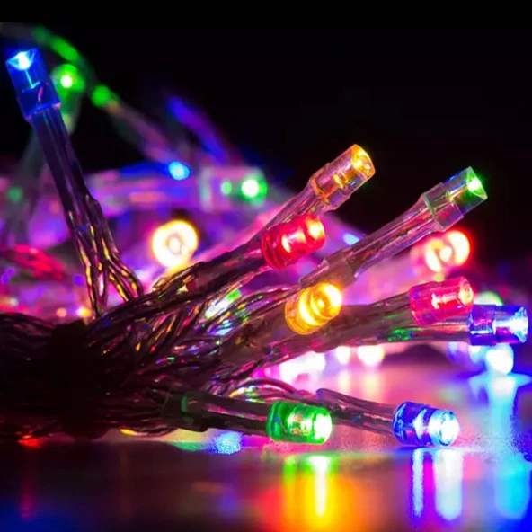 10 METRE RENKLİ LED IŞIK YILBAŞI AĞACI IŞIĞI RENKLİ IŞIK MULTİ COLORS LED LİGHT TREE MODLU LED IŞIK NOEL IŞIĞI ürün görseli 1