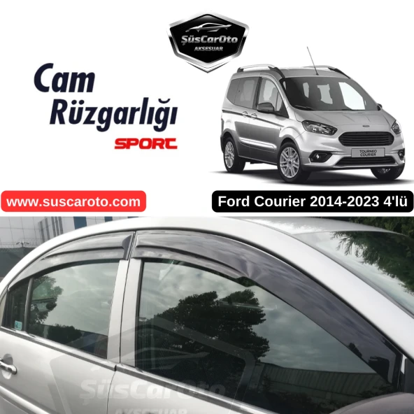 Ford Courier 2014-2023 Uyumlu Mugen Cam Rüzgarlığı Seti Piano Black 4lü İthal ürün görseli 1