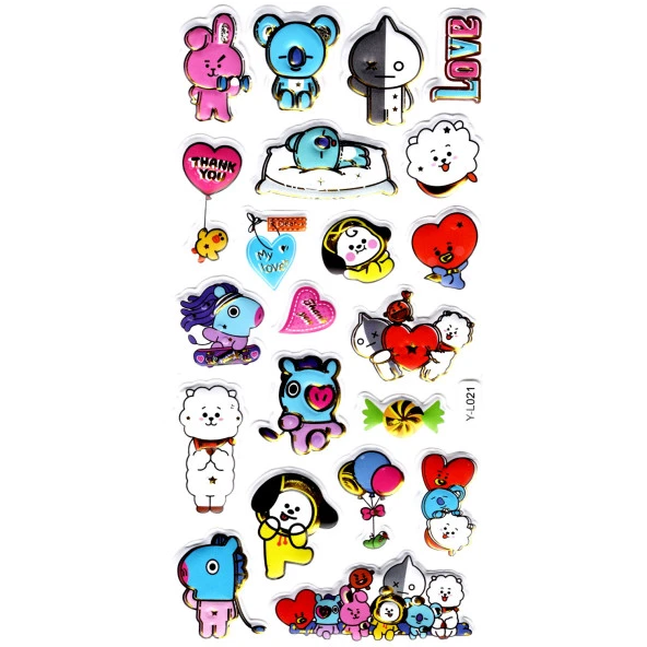 Sticker Kabartmalı Stiker Defter, Planlayıcı Etiket (limyl-021) - 17X9 cm - Kpop BT21 BTS ürün görseli 1