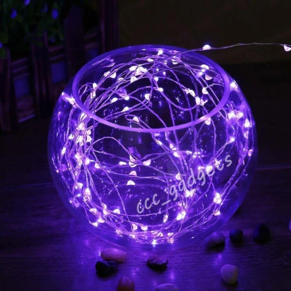 PURPLE CHRİSTMAS LED LİGHT 2 METRE MOR PİLLİ LED IŞIK NOEL IŞIĞI PARLAK PERİ LED IŞIK ürün görseli 1