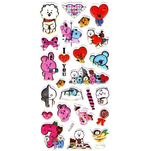 Sticker Kabartmalı Stiker Defter, Planlayıcı Etiket (limyl-022) - 17X9 cm - BTS KOmik Kpop ürün görseli 1