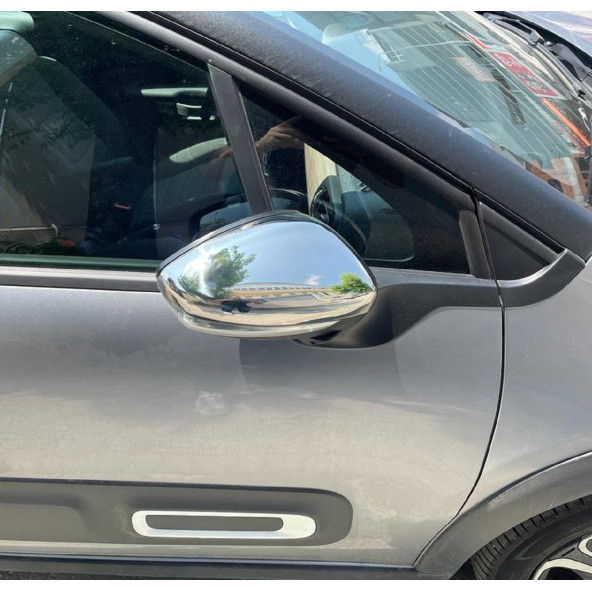 Citroen C3 Krom Ayna Kapağı 2 Parça 2017+ Paslanmaz Çelik - Resim 5