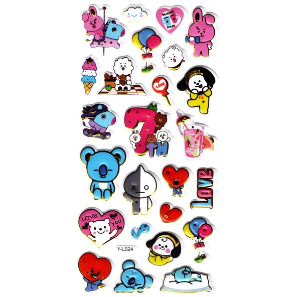 Sticker Kabartmalı Stiker Defter, Planlayıcı Etiket (limyl-024) - 17X9 cm - Eğlenceli BTS BT12 ürün görseli 1