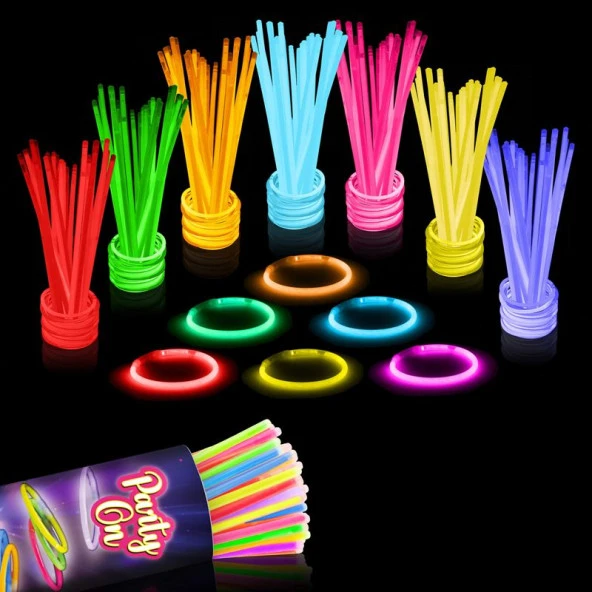 VIP KALİTE 100 ADET GLOW STİCK IŞIKLI FOSFOR ÇUBUK NEON PARTİ IŞIKLARI IŞIKLI BİLEKLİK IŞIKLI KOLYE  IŞIKLI ÇUBUK ürün görseli 1