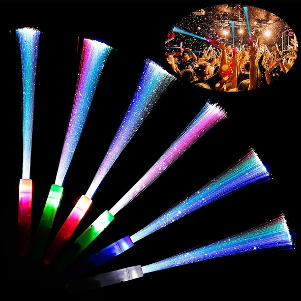 2 ADET LED IŞIKLI ÇUBUK FİBER OPTİK ÇUBUK PÜSKÜLLÜ ÇUBUK PARTİ IŞIKLARI KONSER IŞIKLARI RENKLİ PİLLİ LED IŞIK ürün görseli 1