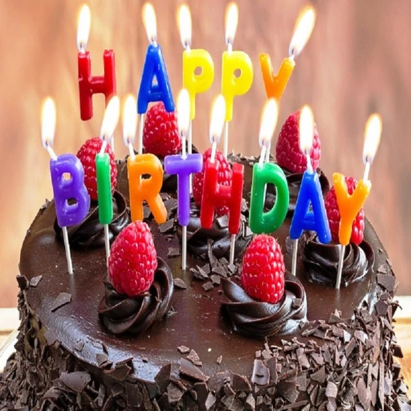 RENKLİ YAZILI HAPPY BIRTHDAY DOĞUM GÜNÜ MUMU RENKLİ HAPPY BIRTHDAY PASTA MUMU HAPPY BIRTHDAY CANDLE ürün görseli 1