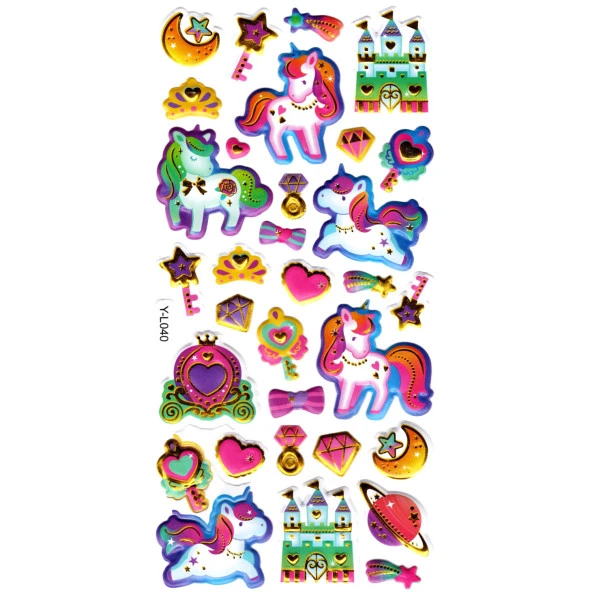 Sticker Kabartmalı Stiker Defter, Planlayıcı Etiket (limyl-040) - 17X9 cm - Unicorn Ülkesi ürün görseli 1