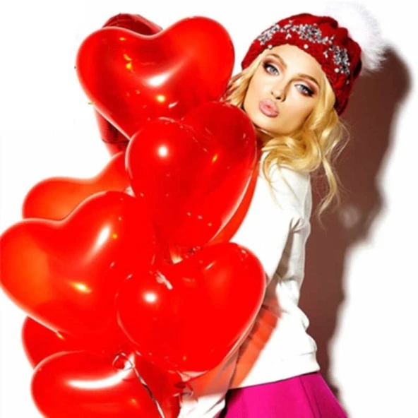 VIP KALİTE 14 ADET KALPLİ BALON KIRMIZI KALPLİ BALON KIRMIZI BALON SEVGİLİLER GÜNÜNE ÖZEL DEKOR BALON ürün görseli 1