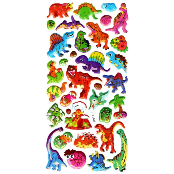 Sticker Kabartmalı Stiker Defter, Planlayıcı Etiket (limyl-043) - 17X9 cm - Vahşi Dinazorlar ürün görseli 1