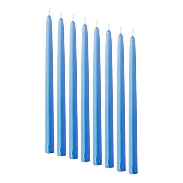 10 ADET BLUE CANDLESTICK MAVİ ŞAMDAN MUMU MAVİ MUM PARLAK MAVİ ŞAMDAN MUMU MASA MUMU MAVİ KALIN UZUN MUM ürün görseli 1