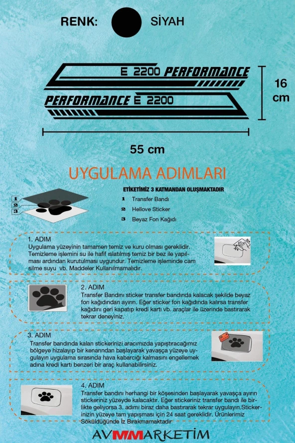 PTTAVM: Mazda E 2200 Yan Şerit Performance Oto Araba Sticker Sağ