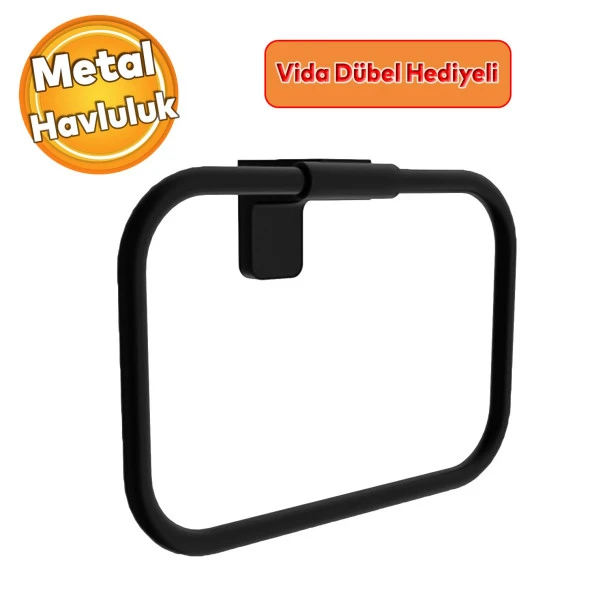 Siyah Paslanmaz Metal Vidalı Bez Havluluk Aparatı Lavabo Banyo Mutfak Bez Havlu Askısı ürün görseli 1