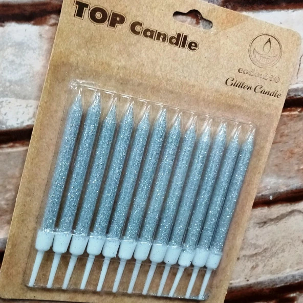 12 ADET SİMLİ GÜMÜŞ PASTA MUMU GÜMÜŞ DOĞUM GÜNÜ PASTA MUMU GÜMÜŞ PASTA MUMU GÜMÜŞ MUM SİLVER CANDLE ürün görseli 1