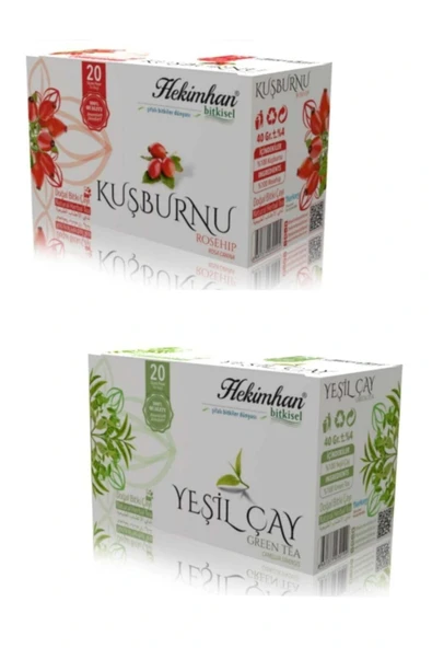 HEKİMHAN Kuşburnu 20 Li Süzen Çay Ve Yeşilçay 20 Li Süzen Çay Avantaj Paketi ürün görseli 1