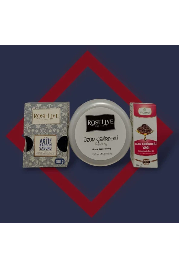 BİORGANİX Üzüm Çekirdeği Peeling + Aktif Karbon Sabun + Nar Çekirdeği Yağı ürün görseli 1