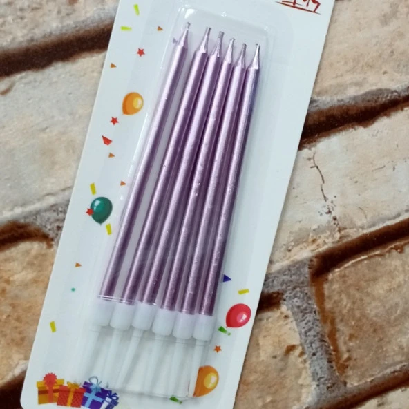 VIP KALİTE PARLAK METALİK PEMBE PASTA MUMU 6 ADET PEMBE DOĞUM GÜNÜ MUMU DECOR PİNK BIRTHDAY CANDLE ürün görseli 1