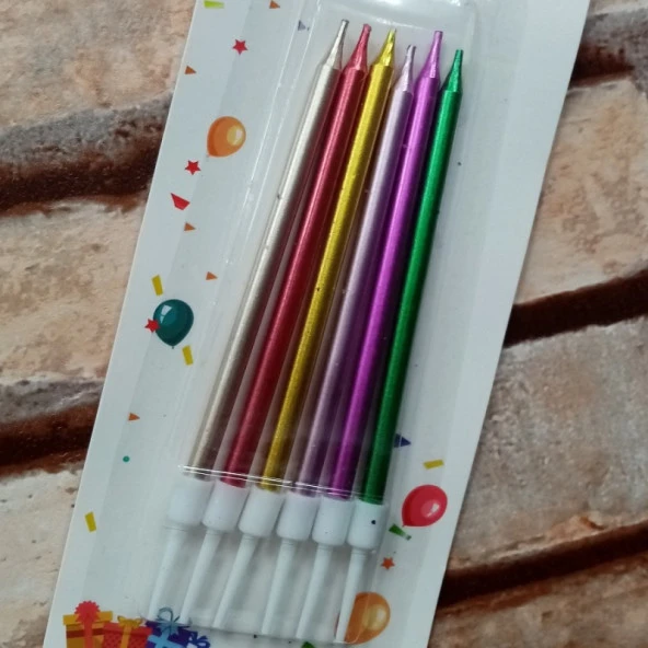 VIP KALİTE PARLAK METALİK RENKLİ PASTA MUMU 6 ADET RENKLİ DOĞUM GÜNÜ MUMU DECOR MULTİ COLOR BIRTHDAY CANDLE ürün görseli 1