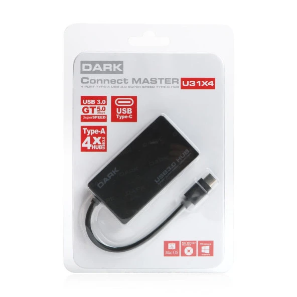 DARK DK-AC-USB31X4 4 PORT USB TYPE-C HUB ürün görseli 1