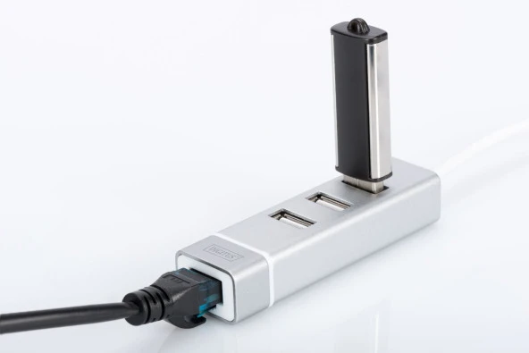 DIGITUS 3 port USB Tip C Hub & Fast Ethernet LAN Adaptörü, DA-70253 ürün görseli 1