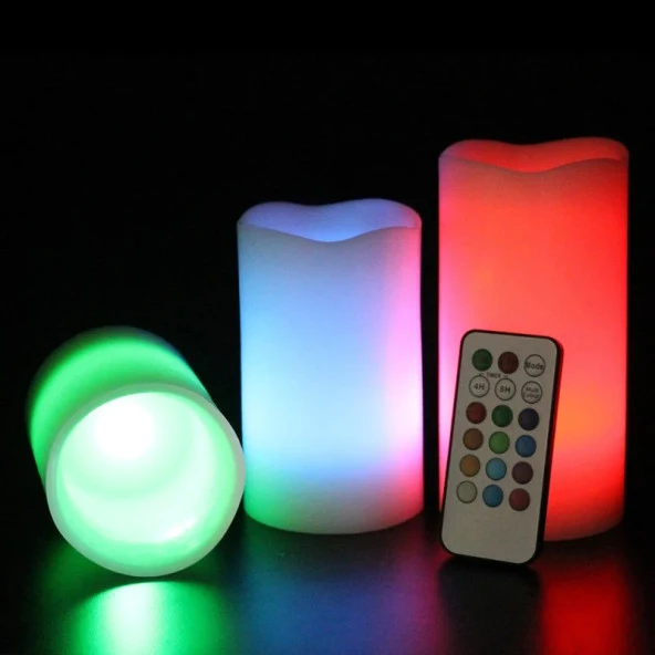 3LÜ SET LED MUM RGB KUMANDALI RENKLİ IŞIKLI MUM 3LÜ SET LED REMOTE CONTROL ELECTRONİC CANDLE IŞIKLI MUM ürün görseli 1