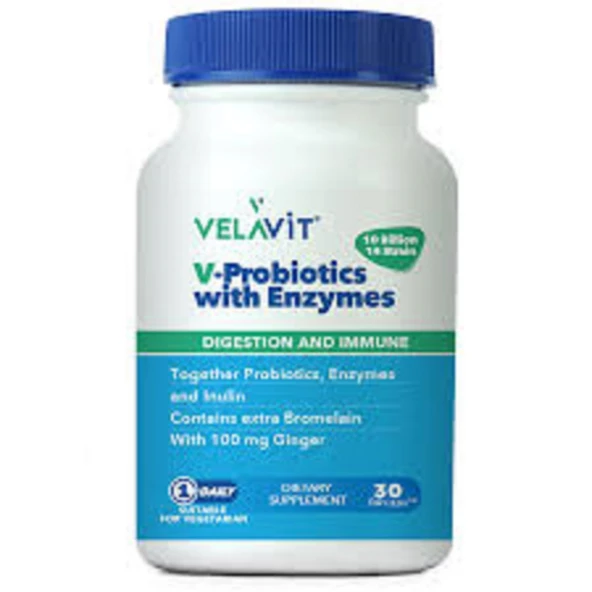 Velavit V-Probiotics With Enzymes 30 Tablet ürün görseli 1