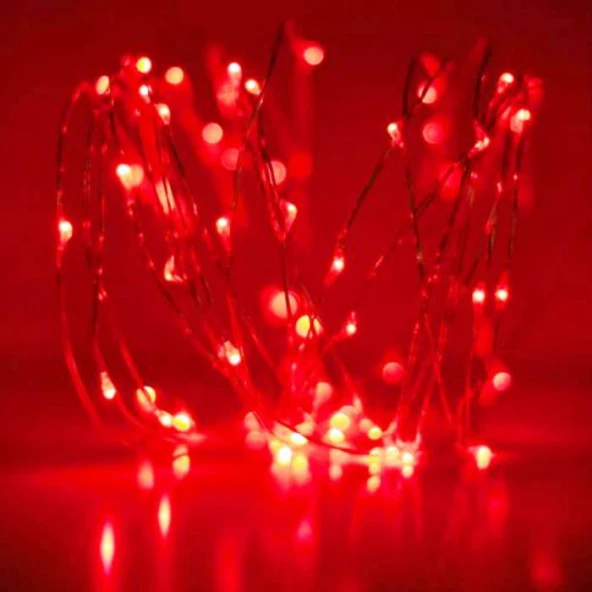 KIRMIZI PİLLİ IŞIK 10 METRE PİLLİ KIRMIZI LED IŞIK NOEL IŞIĞI YILBAŞI IŞIĞI KIRMIZI YILBAŞI AĞACI IŞIĞI ürün görseli 1