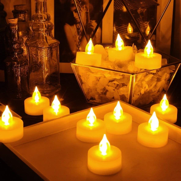 LED IŞIKLI MUM GÜN IŞIĞI PİLLİ LED IŞIK MUM PİLLİ MUM GÜN IŞIĞI LED 48 ADET VIP ULTRA CANLI YANAR ürün görseli 1