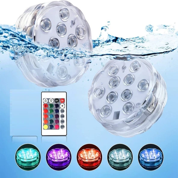 VIP HAVUZ IŞIĞI RGB SUBMERSİBLE LED LİGHT IP68 16 COLORS SU GEÇİRMEZ RGB KUMANDALI RENKLİ LED IŞIK ürün görseli 1