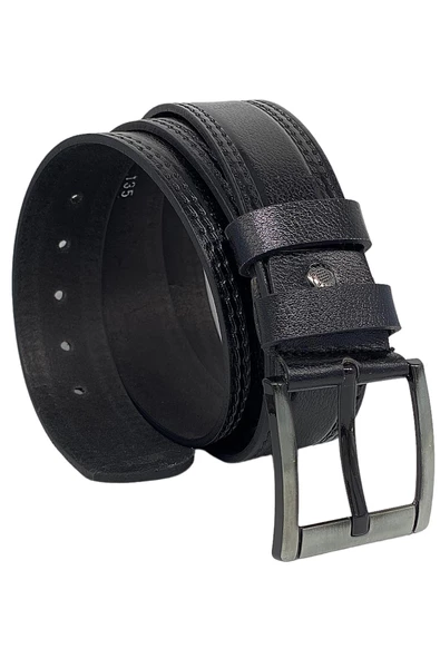 Siyah Hakiki Deri Desenli Model 4.5 cm.lik Spor Kot Kemer - 500-28 ürün görseli 1