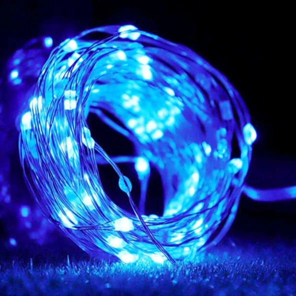 DEKOR DÜĞÜN IŞIKLARI MAVİ PİLLİ LED IŞIK MAVİ 10 METRE LED IŞIK MAVİ PİLLİ IŞIK BLUE LED LİGHT ürün görseli 1
