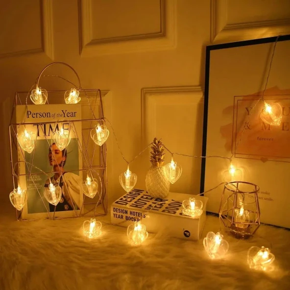 DEKOR DÜĞÜN IŞIKLARI KALPLİ MANDAL LED IŞIK HEART STRİNG LED GÜN IŞIĞI PİLLİ 2 METRE GÜN IŞIĞI LED ürün görseli 1