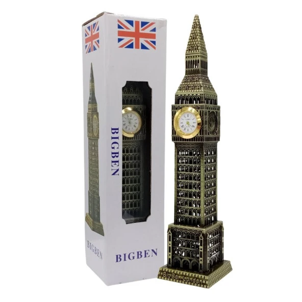 Vintage Metal İngiltere London Big Ben Saat Kulesi Antik Bronz 23 cm ürün görseli 1