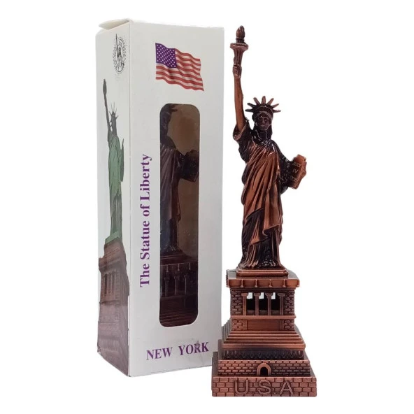 Vintage Metal USA Özgürlük Heykeli Biblo Antik Bakır 15 cm ürün görseli 1