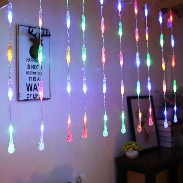 VİTRİN MEKAN SÜSLEME SU DAMLASI SALKIM LED IŞIK RENKLİ LED IŞIK 3 METRE 1.20 CM DAL RENKLİ LED IŞIK ürün görseli 1