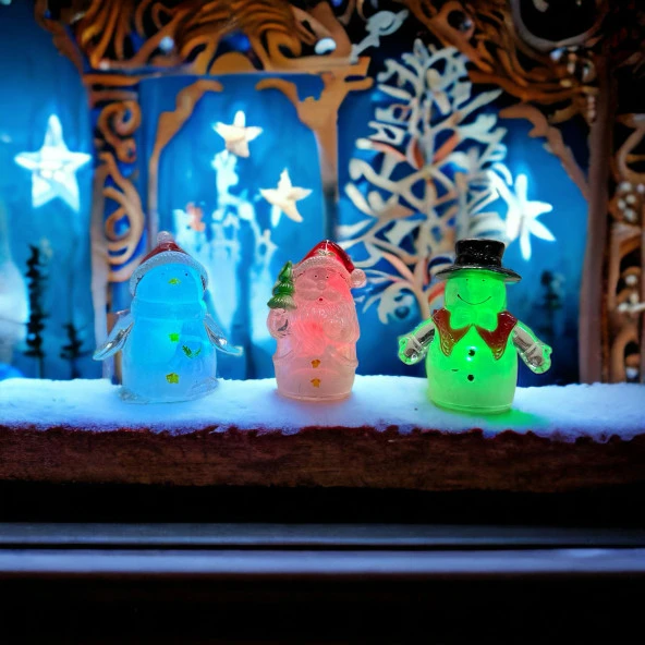 3 ADET VIP RENKLİ LED IŞIKLI IŞIKLI NOEL BABA KARDAN ADAM YILBAŞI IŞIKLARI LED IŞIKLI NOEL BABA ürün görseli 1
