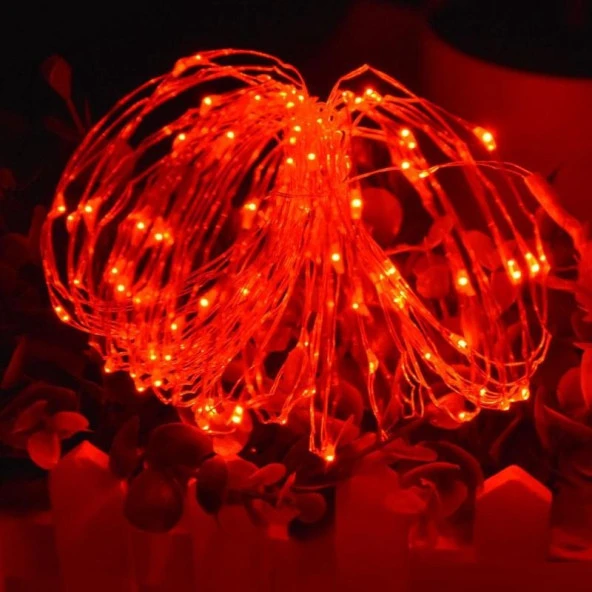 VIP 10 METRE PİLLİ KIRMIZI LED IŞIK KIRMIZI PİLLİ IŞIK BATTERY RED LED LİGHT YILBAŞI AĞACI IŞIĞI ürün görseli 1