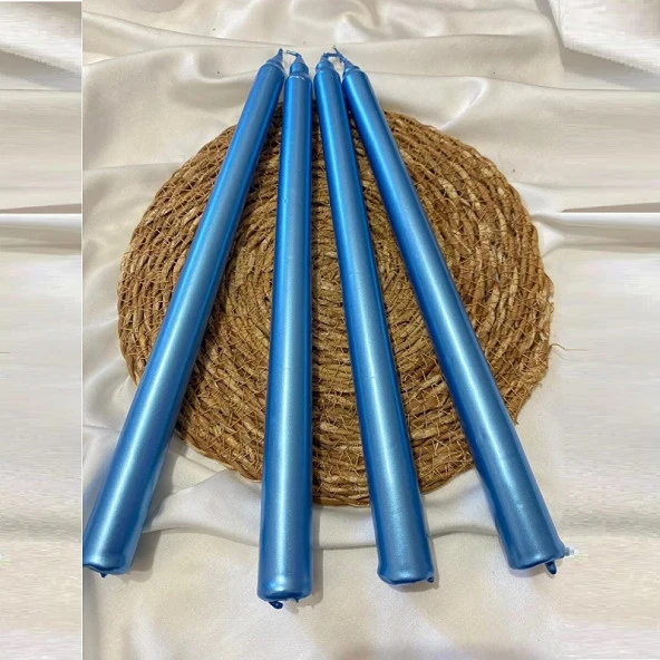 10 PCS VIP CHRISTMAS CANDLE METALLIC BRIGHT BLUE CANDLESTICK 10ADET MAVİ ŞAMDAN MUMU YILBAŞI MUMLARI ürün görseli 1