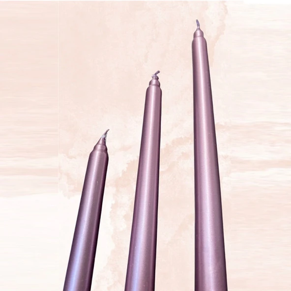 10 PCS CHRISTMAS CANDLE METALLIC BRIGHT PİNK CANDLESTICK 10 ADET PEMBE ŞAMDAN MUMU YILBAŞI MUMLARI ürün görseli 1