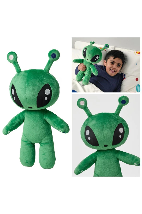 Peluş Aftonsparv 34 Cm Yeşil Renk MeridyenDukkan Uzaylı Alien Yumuşak Peluş Oyuncak ürün görseli 1